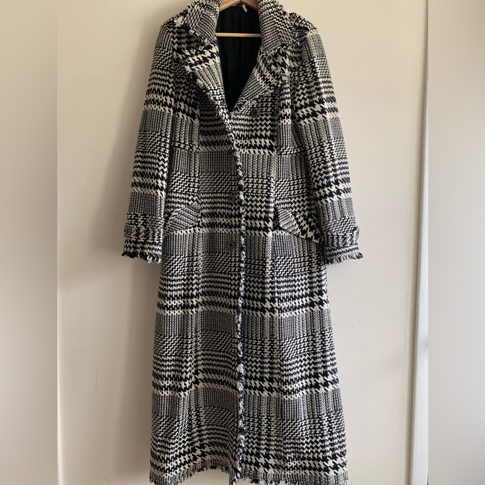 Free People Houndstooth midi coat